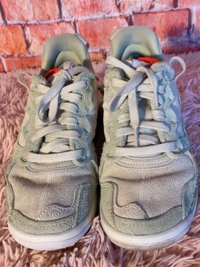 Jordan Kids Light Green Suede Sneakers with White Soles